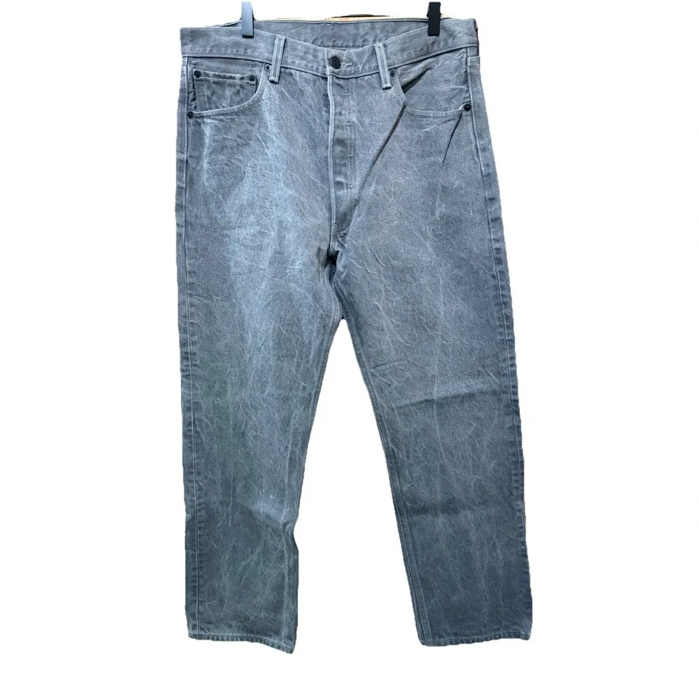 Levi's 501 Straight Leg Button Fly Gray Denim Jeans Men Size 36x32‎